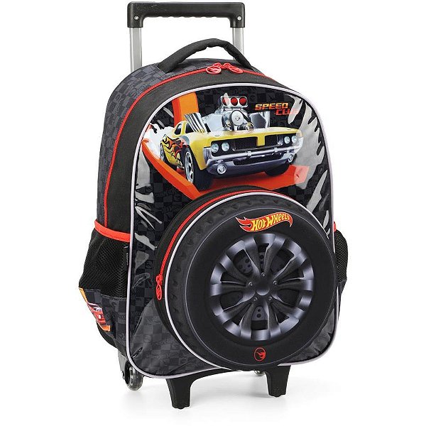 Mochila infantil com rodinha hot wheels g preta - luxcel (unidade)