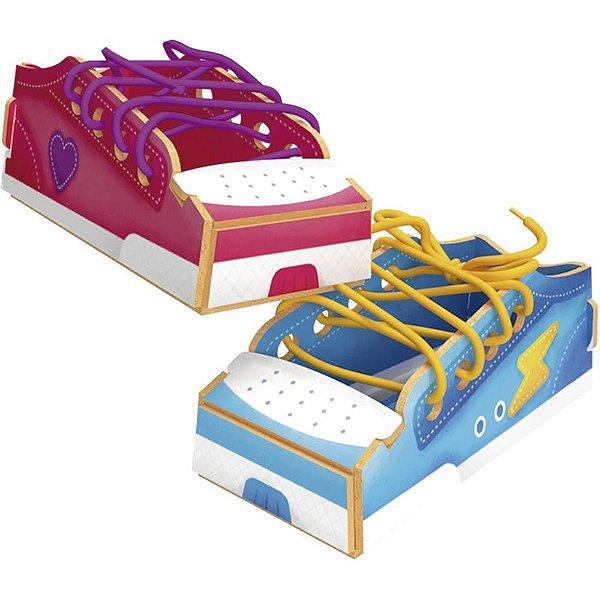 Brinquedo pedagogico madeira alinhavo primeiros lacos 3d 8p - brinc. de crianca (unidade)