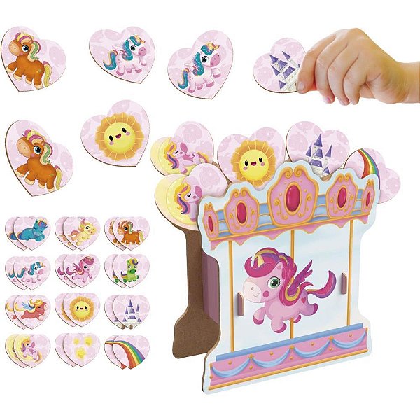 Jogo da memoria unicornios carrossel 3d 24 pcs - brinc. de crianca (unidade)