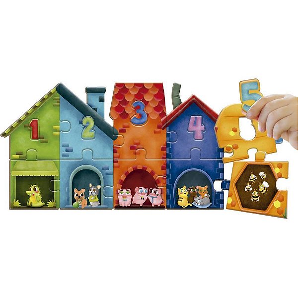 Quebra-cabeca madeira bichos do 1 ao 10 30pcs - brinc. de crianca (unidade)