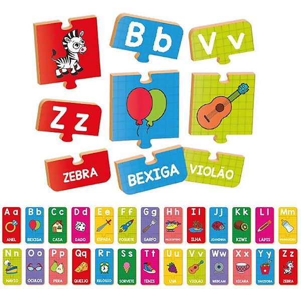Quebra-cabeca madeira letras do a ao z 78pcs - brinc. de crianca (unidade)