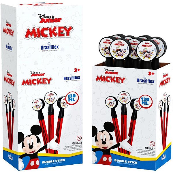 Bolha de sabao mickey bubble stick 130ml - brasilflex (cx.c/08)