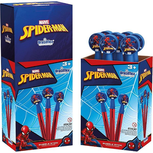 Bolha de sabao spider-man bubble stick 130ml - brasilflex (cx.c/08)