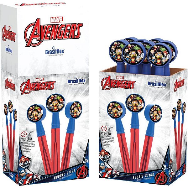 Bolha de sabao avengers bubble stick 130ml - brasilflex (cx.c/08)