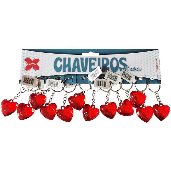 Chaveiro coracao 2,5cm - make+ (bl.c/12)
