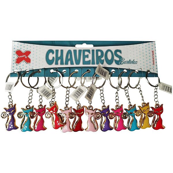 Chaveiro gatinho 4cm - make+ (bl.c/12)