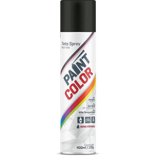 Tinta spray paintcolor 400ml preto fosco - baston (unidade)
