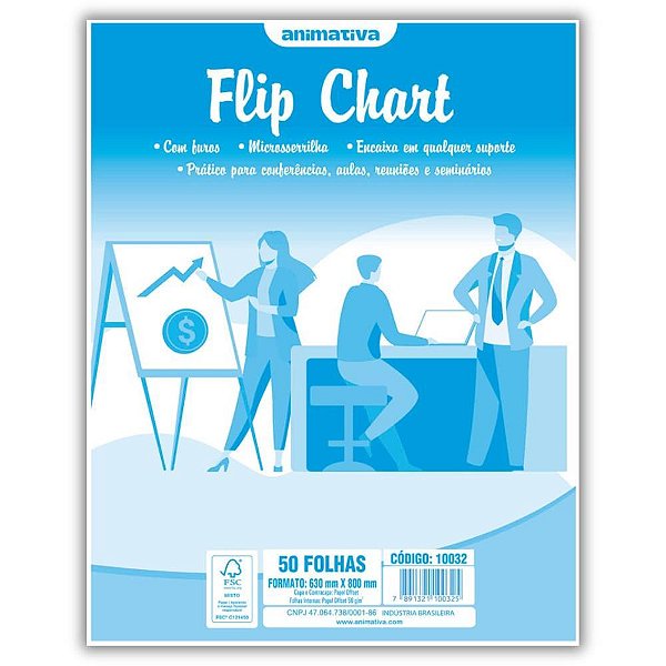 Papel para flip-chart microserrilhado 63x80 63g.50fl - animativa (pct.c/05)