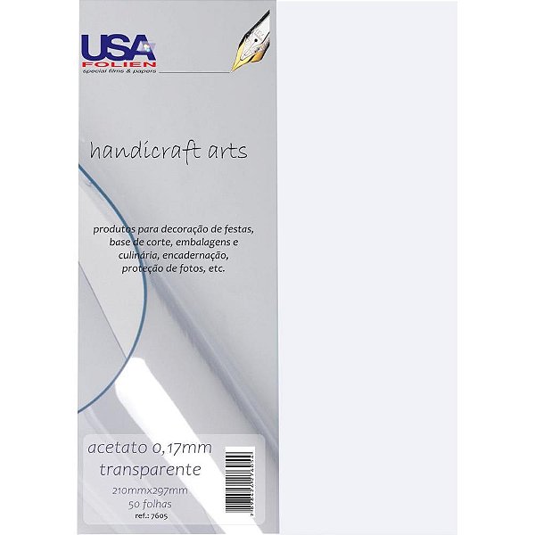 Capa para encadernacao a4 acetato cristal 0,17mm - usa folien (pct.c/50)