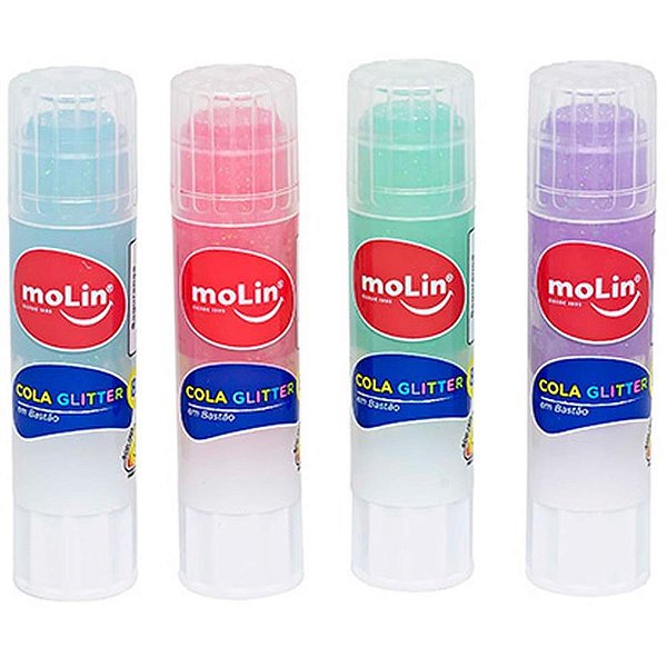 Cola em bastao glitter 8g. (sortido) - molin (dp.c/12)