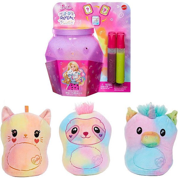 Pelucia barbie tie dye surpresa 17cm(s - mattel (unidade)