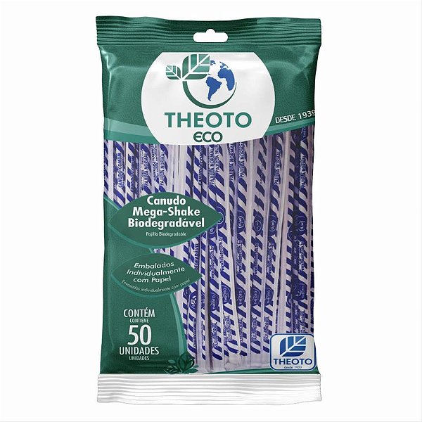 Canudo biodegradavel mega drink - theoto (pct.c/50)