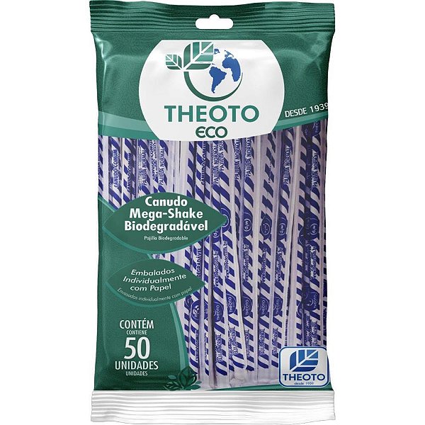 Canudo biodegradavel mega drink - theoto (pct.c/50)