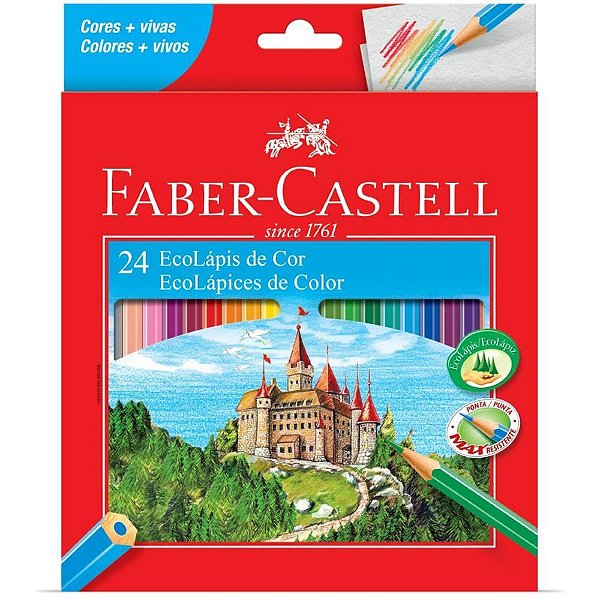 Lapis de cor sextavado ecolapis 24 cores s/kit - faber-castell (pct.c/06)