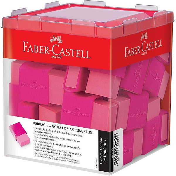 Borracha colorida fc max rosa - faber-castell (dp.c/24)