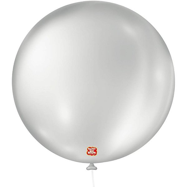 Balao 5 liso cintilante prata redondo - sao roque (pct.c/25)