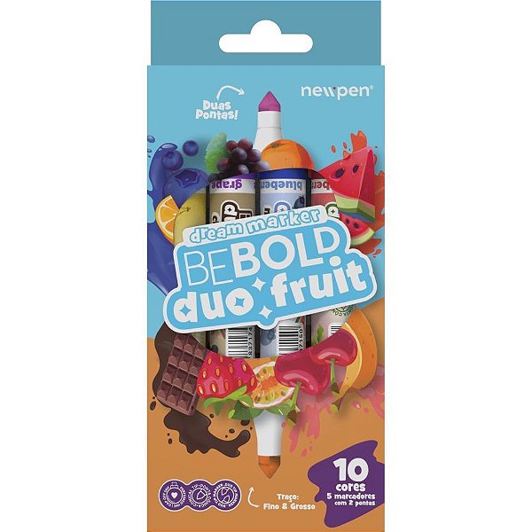 Marcador artistico be bold duo fruit 2 pontas 5co - newpen (estojo)