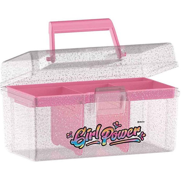 Organizador cristal c/divisorias 1,5l rosa - nitron (unidade)