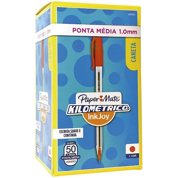 Caneta esferografica kilometrica 100 media vermelha - paper mate (cx.c/50)