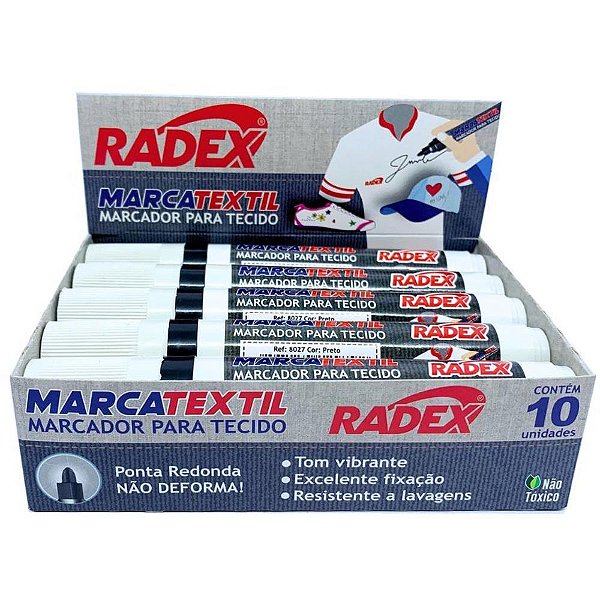 Caneta para tecido marcatextil preto - radex (cx.c/10)