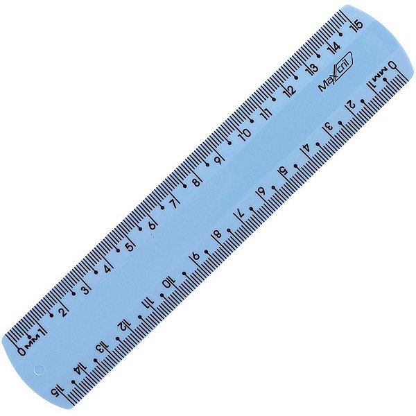 Regua de poliestireno new line azul pastel 15cm. - maxcril (pct.c/10)