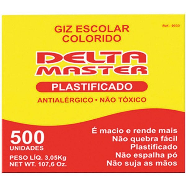 Giz escolar plastificado cores master cx.c/500un. - delta (caixa)