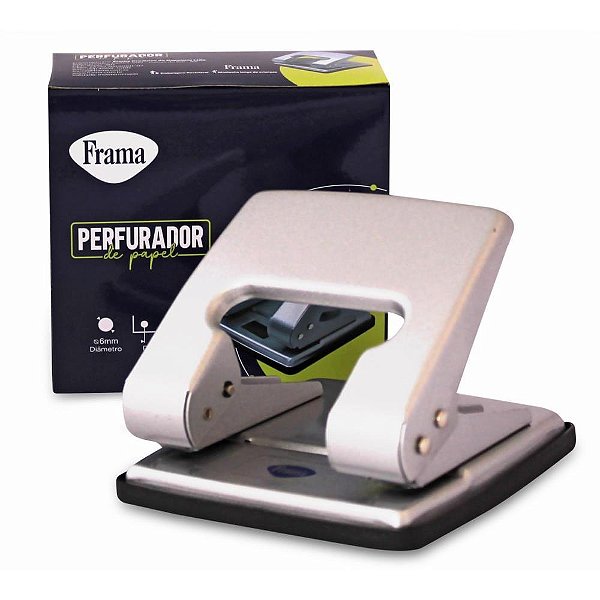 Perfurador de papel metal medio prata p/20fls - frama (unidade)