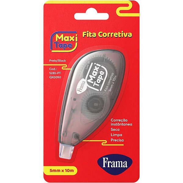 Corretivo em fita maxi tape office 5mmx10m. sort - frama (cx.c/12)