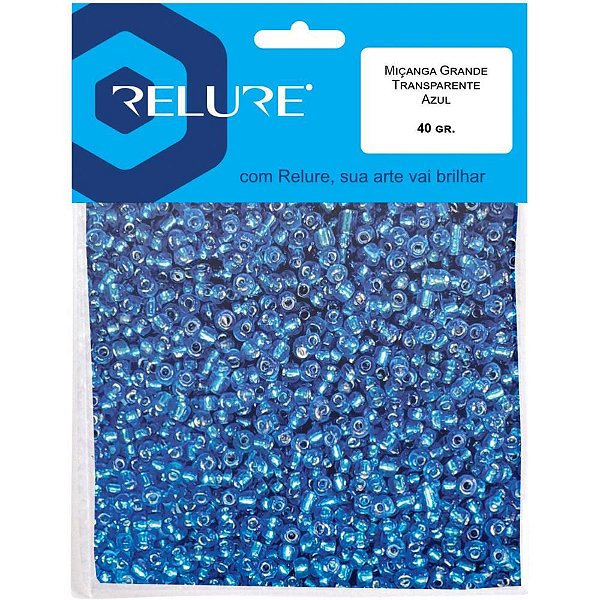 Micanga azul transp. 40g. grande 3,6mm - honey (pacote)