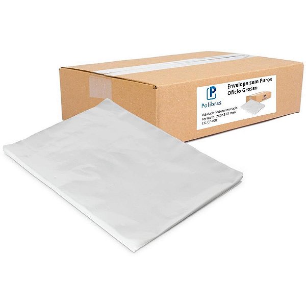 Envelope plastico sem furo oficio grosso 0,15mm - polibras (cx.c/400)