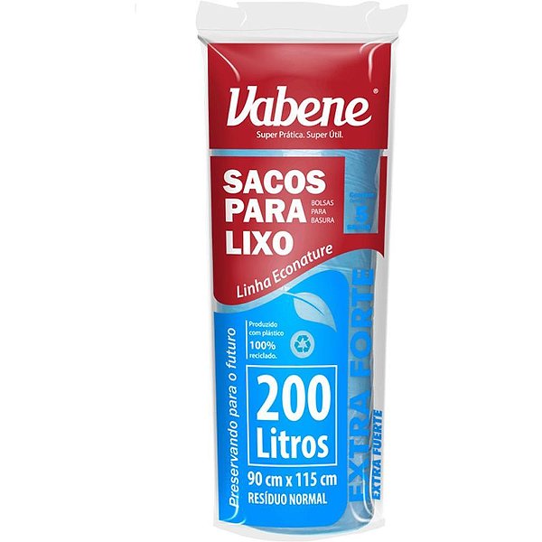 Saco para lixo 200l azul 90x115cm 50 micras - vabene (rl.c/05)