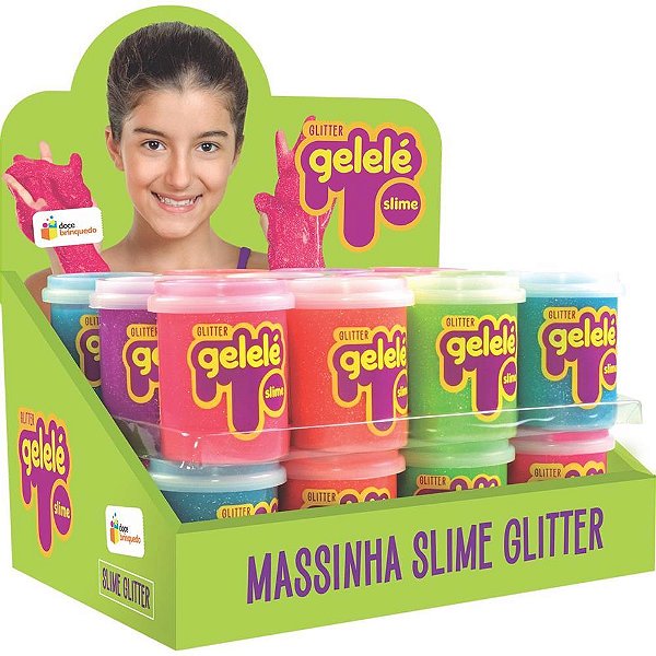 Slime gelelé pote glitter 152g - doce brinquedo (dp.c/24)