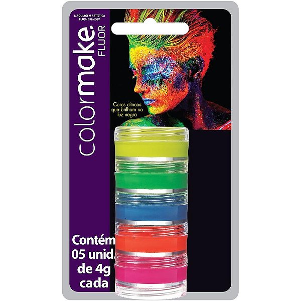 Pintura facial cremosa 4g. 5 cores fluor(s) - colormake (cartela)