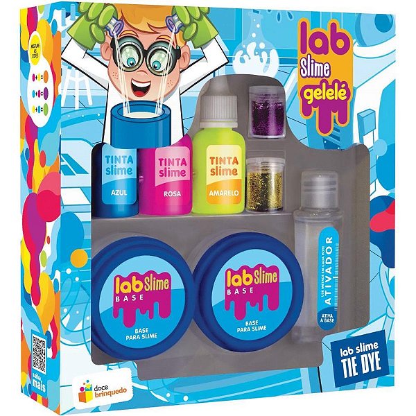 Slime gelele lab slime tie dye 197g - doce brinquedo (kit)