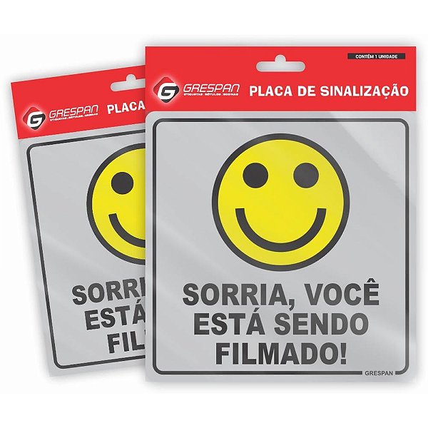 Placa de sinalizacao voce esta sendo filmado 15x15 - grespan (pct.c/05)