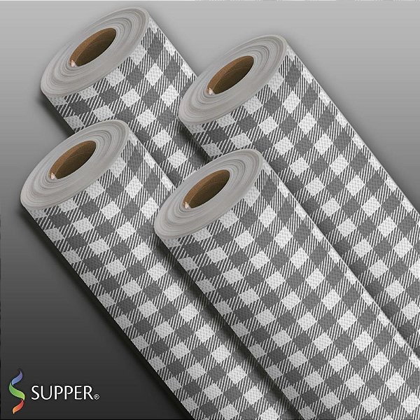 Tnt estampado 1,40m 40g xadrez branco/preto - supper (rl-25mts)