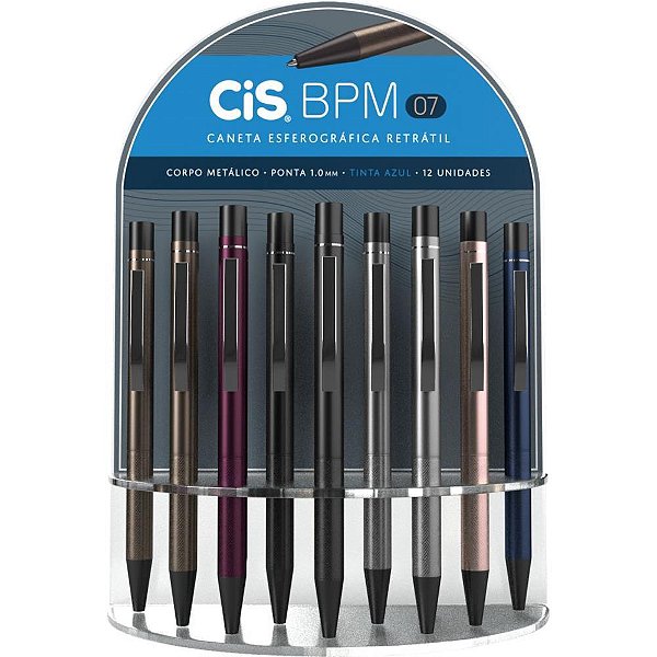 Caneta esferografica retratil cis metalic bpm-07 1.0mm az (s - sertic (dp.c/12)