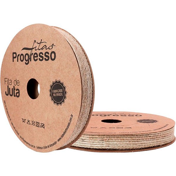Fita aramada de juta 10mmx10m. cru natural - fitas progresso (rolo)
