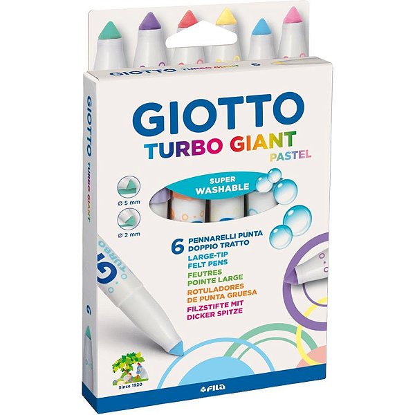 Caneta hidrografica jumbo giotto turbo giant pastel 6cor - canson (unidade)