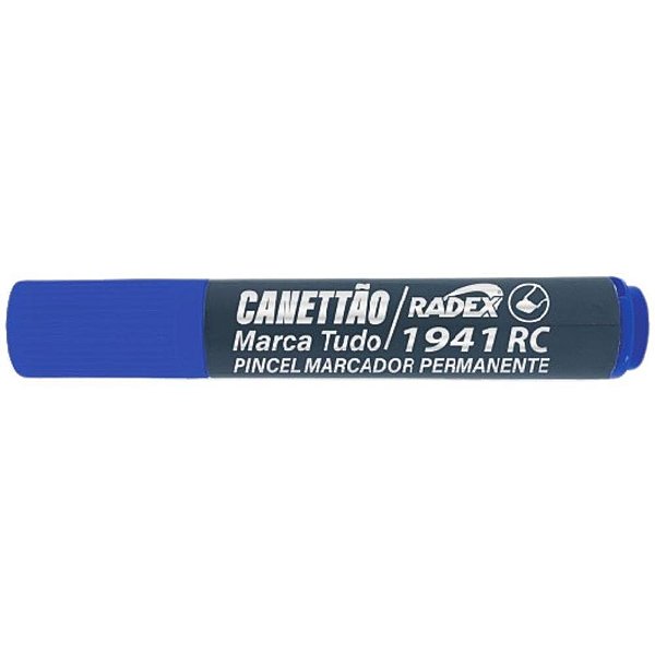 Pincel marcador permanente ponta chanf. recarregavel az. - radex (cx.c/12)