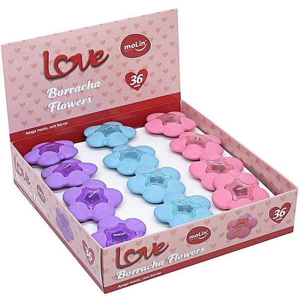 Borracha colorida flowers 3 cores - molin (dp.c/36)