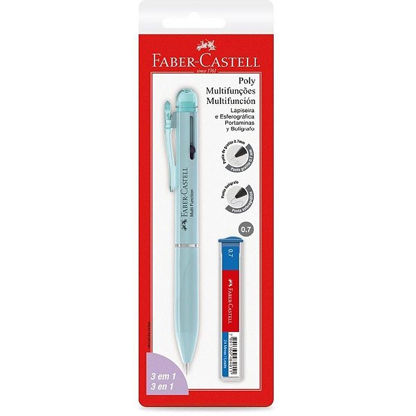 Lapiseira 0.7mm poly lapiseira/caneta 3em1 mix - faber-castell (cx.c/24)