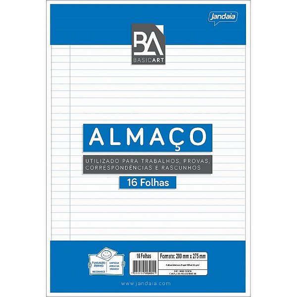 Papel almaco basic art c/pauta margem c/16f - jandaia (cx.c/60)