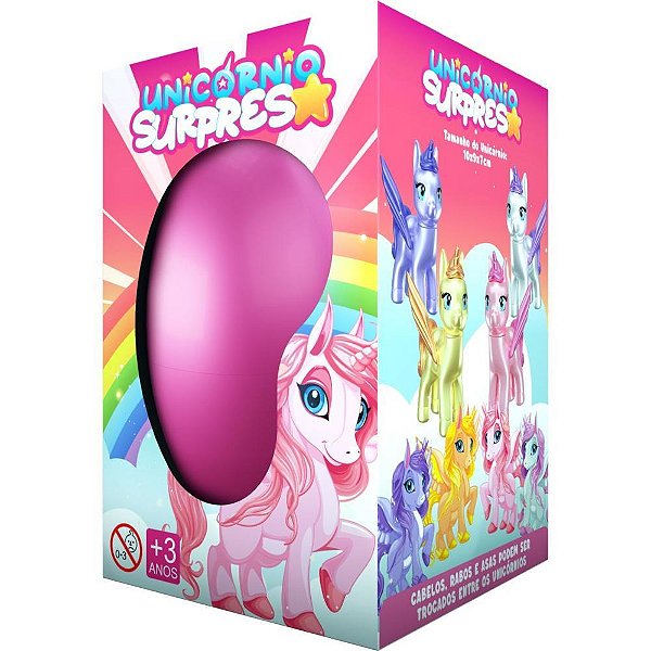 Brinquedo para montar ovo surpresa unicornio brilha - ggb plast (dp.c/08)