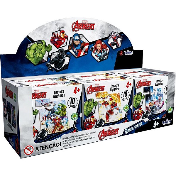 Quebra-cabeca madeira avengers mini 10 pecas - brasilflex (dp.c/06)