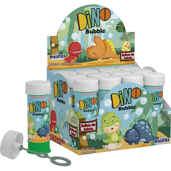Bolha de sabao dino bubble 60ml - brasilflex (cx.c/12)