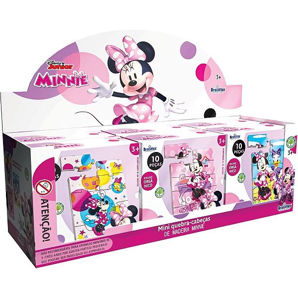 Quebra-cabeca madeira minnie mini 10 pecas - brasilflex (dp.c/06)