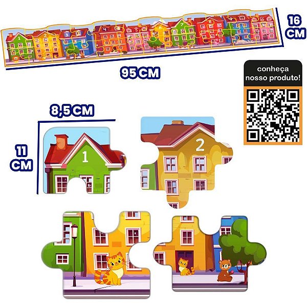 Quebra-cabeca cartonado educativo longo 24pcs 95x16cm - homeplay (unidade)