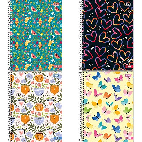 Caderno 10x1 capa dura hit feminino 160fls 50g. - tilibra (pct.c/04)
