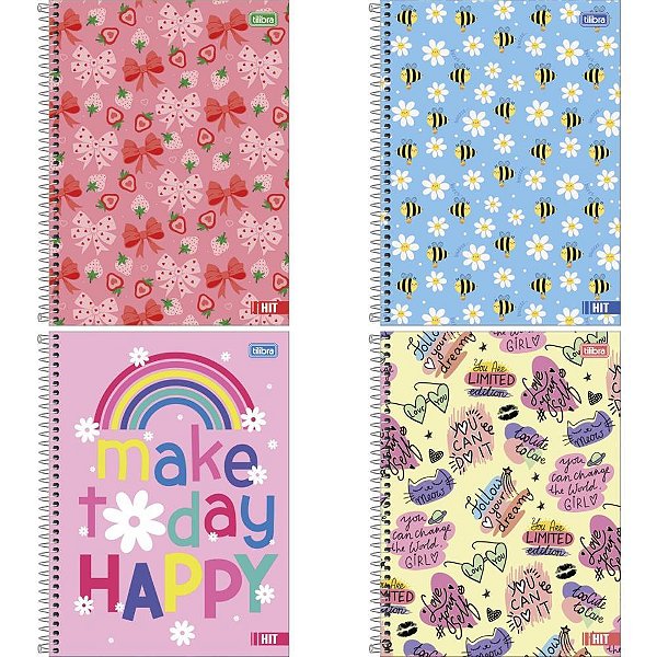 Caderno 20x1 capa dura hit feminino 320fls. 50g. - tilibra (pct.c/02)